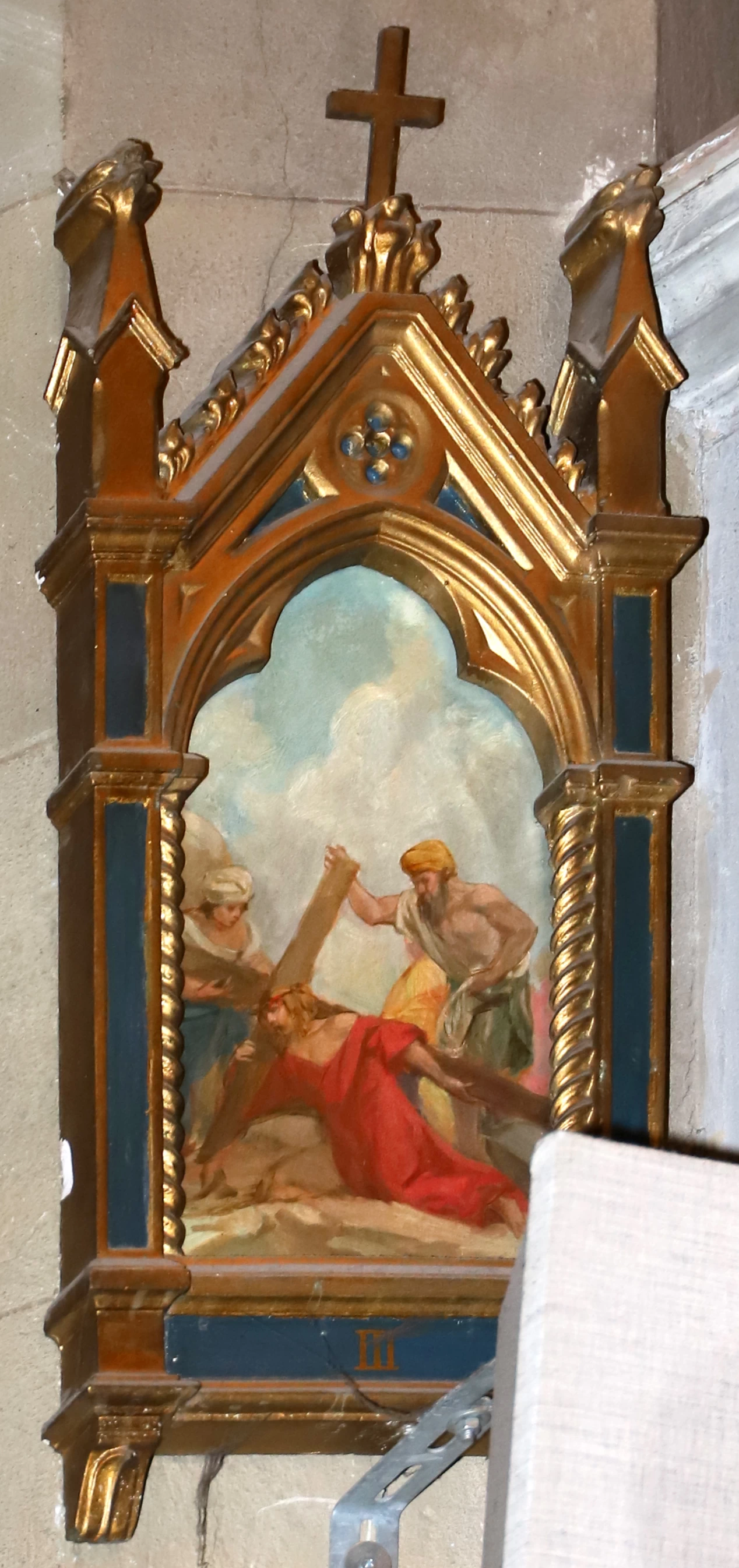 Via Crucis, 1927, stazione 3 Gesù cade per la prima volta - Chiesa dei sette santi, Firenze